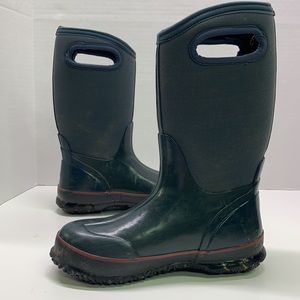 BOGS Navy Blue Waterproof Solid Classics Rain Or Snow Boots Kids Boys Youth Sz 3